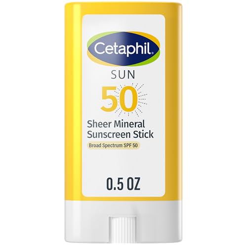 Cetaphil Cetaphil Sheer Mineral Sunscreen Stick for Face & Body, 0.5oz, 100% UVA/UVB Mineral Sunscreen: Zinc Oxide & Titanium Dioxide, Broad Spectrum SPF 50, For Sensitive Skin Sunscreen