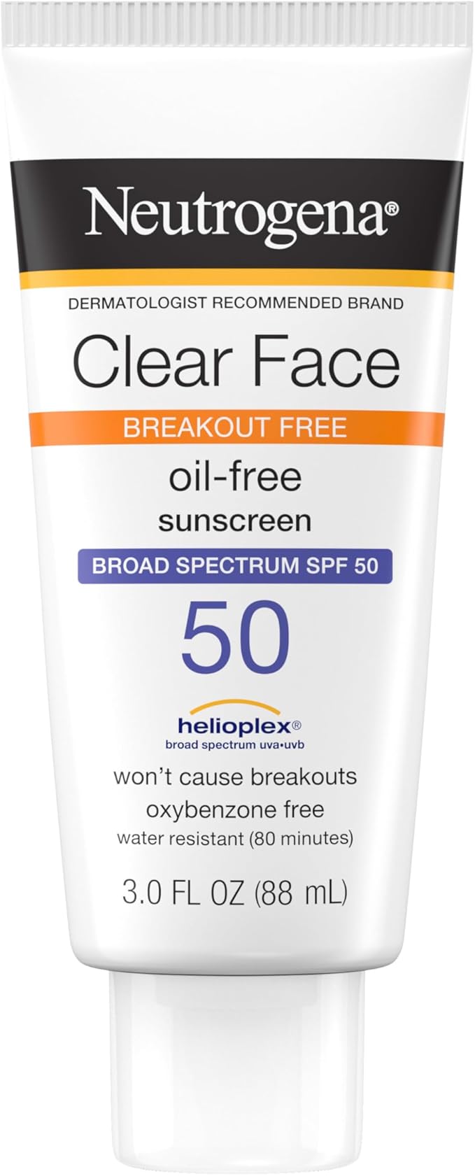 Neutrogena Neutrogena Clear Face Sunscreen Lotion for Acne-Prone Skin, Broad Spectrum SPF 50, Sunscreen for Face & Oily Skin, Oil-,Fragrance- & Oxybenzone-Free, Water Resistant, Matte, Unscented, 3 Fl Oz Sunscreen