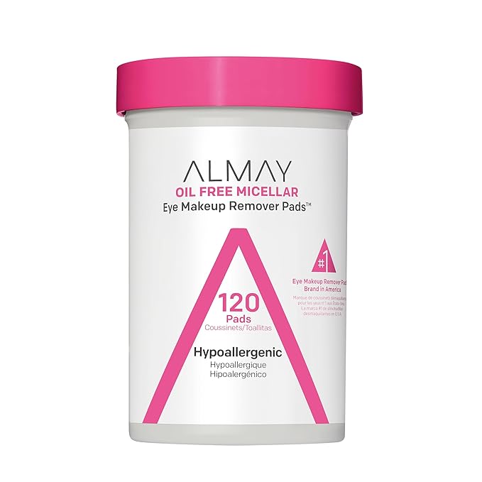 Almay Almay Makeup Remover Pads, Micellar Gentle, Hypoallergenic, Fragrance-Free, Dermatologist & Ophthalmologist Tested (Packaging May Vary), 120 count Toner
