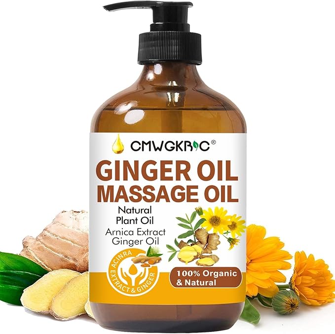 CMWGKBC Ginger Oil,Ginger Massage Oil for Lymphatic Drainage,Natural Body Oil for Skin,Arnica Oil,Sore Muslce Massage Oil,Spa Ginger Oil-Warming and Relaxing for Valentines Day Gifts for Men Women Exfoliator