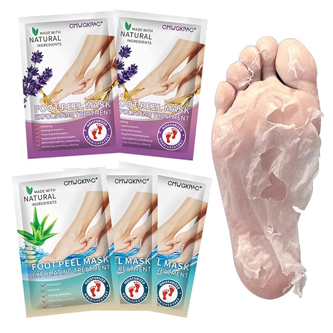CMWGKBC 5 Pack Foot Peeling Mask,Exfoliator Peel Off Calluses Dead Skin Callus Remover,Foot Mask for Dry Cracked Feet,Foot Peel Masks for Men and Women Feet Peeling Mask for Valentines Day Gifts Korean face wash