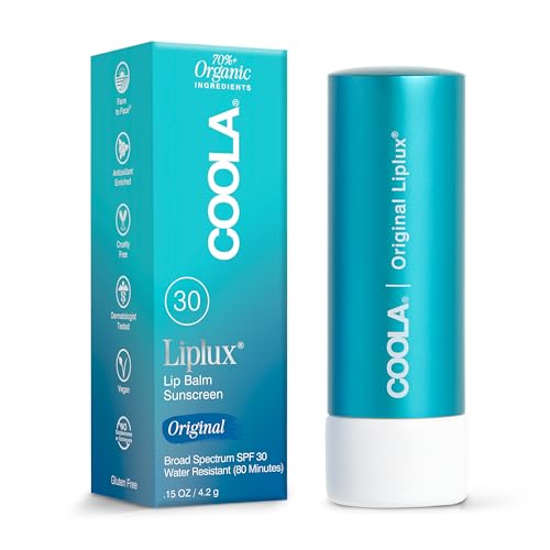 COOLA COOLA Organic Liplux Lip Balm and Sunscreen with SPF 30, Dermatologist Tested Lip Care for Daily Protection, Vegan and Gluten Free, 0.15 Oz Sunscreen