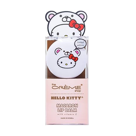 The Crème Shop The Crème Shop x Sanrio Hello Kitty Macaron Lip Balm Korean Cute Scented Pocket Portable Soothing Cruelty-Free (Hello Kitty White Chocolate) skincare