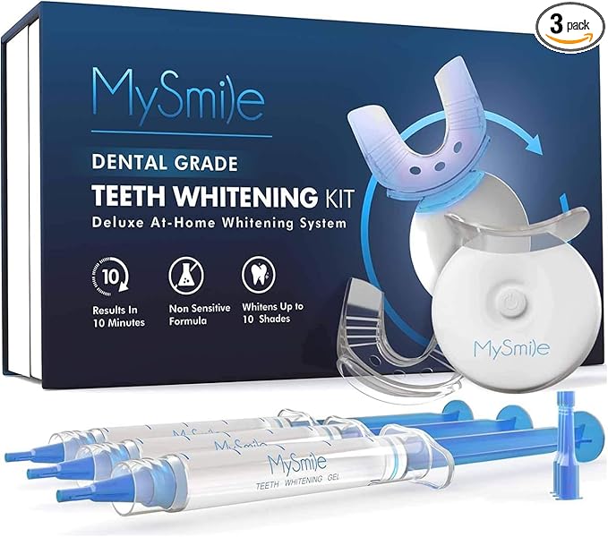 MySmile MySmile Teeth Whitening Kit with LED Light, 10 Min Non-Sensitive Fast Teeth Whitener with 3 Carbamide Peroxide Whitening Gel, Helps to Remove Stains from Coffee, Smoking, Wines, Soda, Food skincare