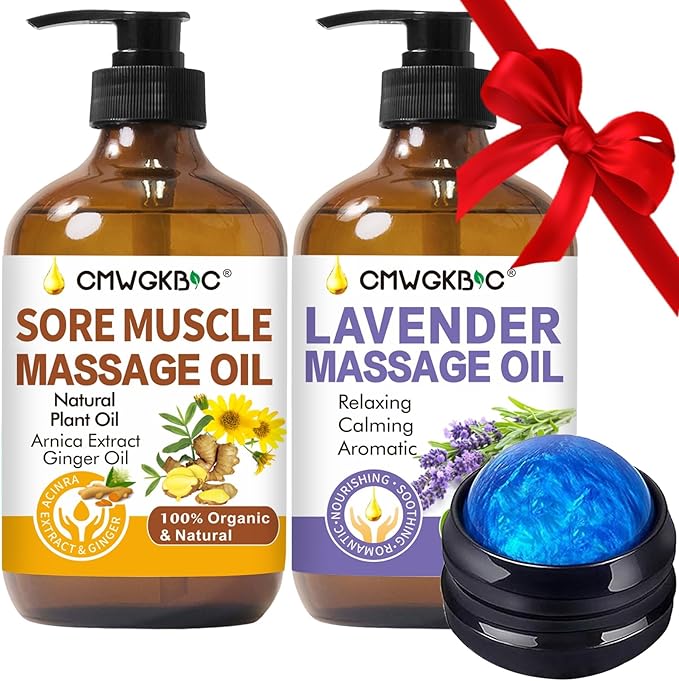CMWGKBC Valentines Day Gifts for Him Her,Gift for Women Men,Massage Oil for Massage Therapy,Lymphatic Drainage-Ginger Oil Sore Muscle Arnica Oil &Lavender Oil Relaxing Massage Oils for Date Night,Massage Ball Korean face wash
