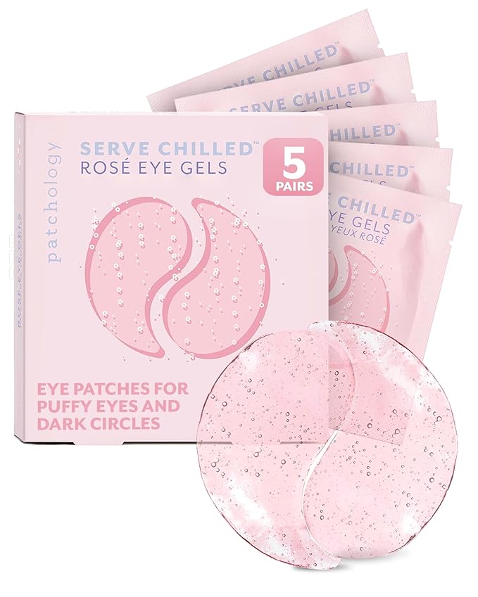 Patchology Patchology Serve Chilled Rosé Hydrating Under Eye Patches – Hyaluronic Acid & Antioxidant-Infused Eye Masks to Reduce Dark Circles, Puffiness & Fine Lines - Ideal Skincare Essentials (5 Pairs) skincare
