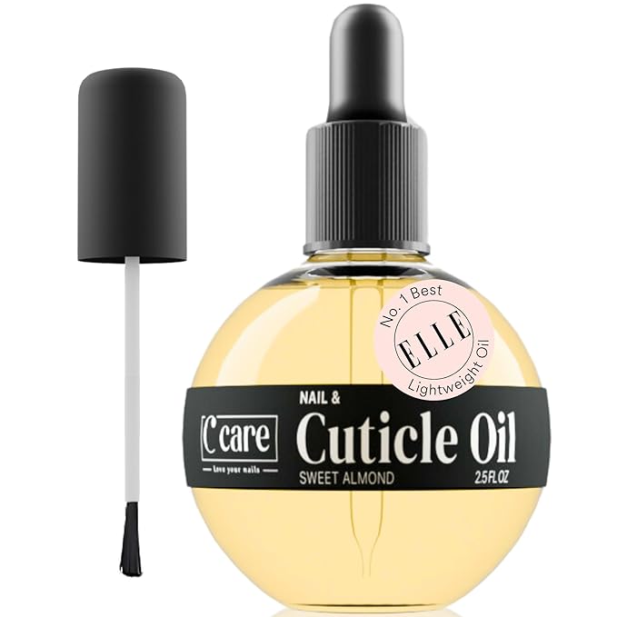 C CARE C CARE Sweet Almond Cuticle Oil For Nails - Repairs Cuticles Overnight - Moisturizes and Strengthens Nails and Cuticles - Dropper & Brush included - 2.5oz Moisturiser