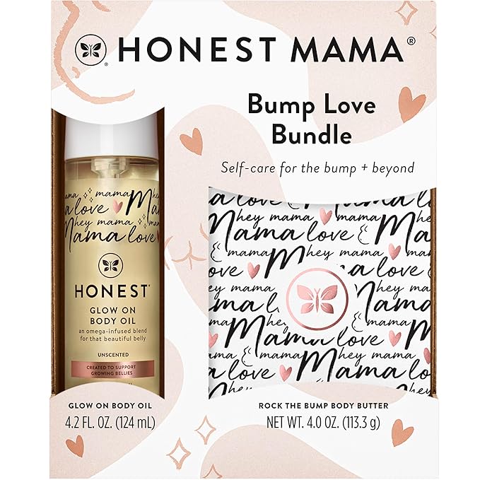 The Honest Company The Honest Company Mama Body and Belly Bump Love Bundle, Moisturizing Plant Based Oil and Stretch Mark Butter Cream Moisturiser