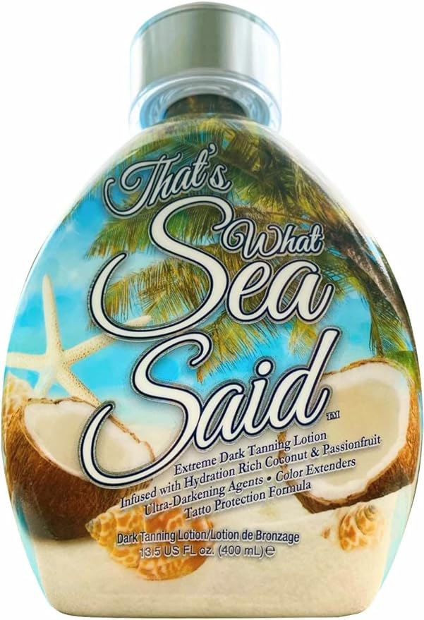 DARK TANS EXCLUSIVE That’s What Sea Said Tanning Bed Lotion Accelerator for Indoor & Outdoors, Fast Dark Tan Enhancer with Coconut Oil & Aloe, Moisturizing Indoor Tanning Lotion for Face & Body, Tattoo-Safe, No Bronzer Moisturiser