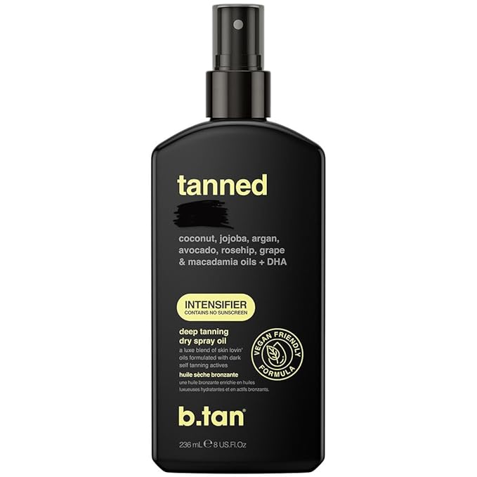 B.TAN b.tan Best Tanning Oil | Get Tanned Intensifier Dry Spray - Fast, Dark Outdoor Sun Tan From Tan Accelerating Actives, Packed with Moisturizing Oils, No SPF, Austrailian Brand, 8 Fl Oz Sunscreen