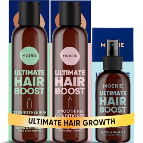 Moerie Moerie Hair Growth Shampoo, Conditioner and Spray for Men and Women, Hair Loss Solution with Biotin and Rosemary, Thickening Hair Regrowth Set with Serum Level Care for Thinning Hair Serum