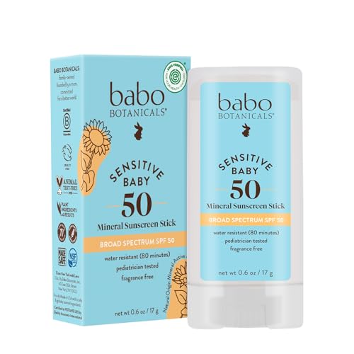 Babo Botanicals Babo Botanicals Sensitive Baby Mineral Sunscreen Stick SPF 50 - 70% Organic Ingredients - Zinc Oxide - NSF & MADE SAFE and EWG Certified - Water Resistant - Fragrance-Free - Babies & Kids Sunscreen