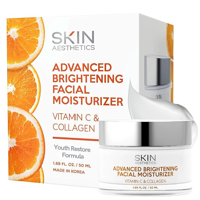 Skin Aesthetics Vitamin C & Collagen Face Moisturizer - Anti-Aging, Hydrating, Fine Lines & Wrinkles, Brightening - Dermatologist Tested Korean Skincare - Clean Beauty, Cruelty-Free - 1.69 oz Moisturiser