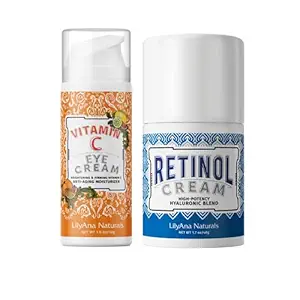 LilyAna Naturals LilyAna Naturals Retinol Cream Moisturizer 1.7 Oz and Vitamin C Eye Cream 1 Oz Bundle - Anti-Aging Cream for your Eyes and Face Reduces Dark Circles and Puffiness, Fine Lines, Wrinkles and Age Spots Eye Cream