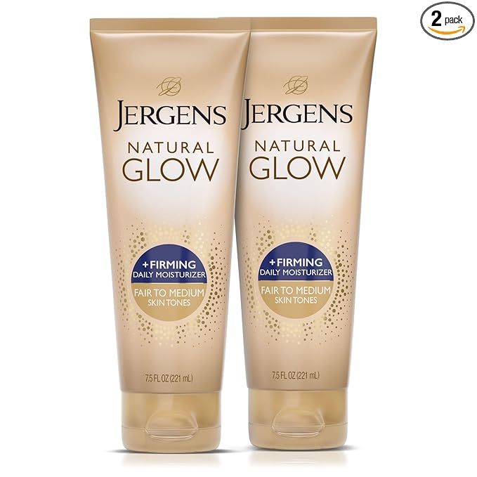 Jergens Jergens Natural Glow +Firming Self Tanner Body Lotion, Fair to Medium Skin Tone, Sunless Tanning Moisturizer with Collagen and Elastin. Helps to Visibly Reduce Cellulite, 7.5 Fl Oz (Pack of 2) Korean face wash