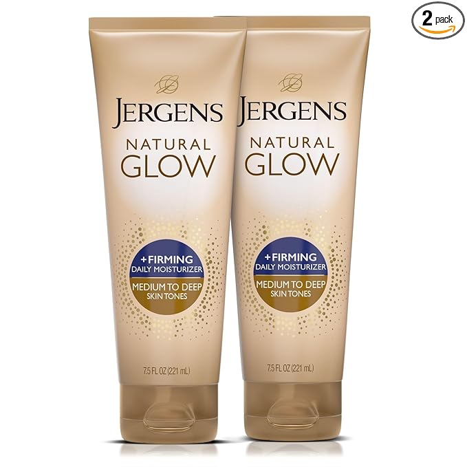 Jergens Jergens Natural Glow +Firming Self Tanner Body Lotion, Medium to Deep Skin Tone, Sunless Tanning Moisturizer with Collagen and Elastin, Helps to Visibly Reduce Cellulite, 7.5 Oz, Pack of 2 Korean face wash