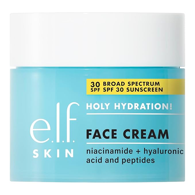 e.l.f. e.l.f. SKIN Holy Hydration! Face Cream - Broad Spectrum SPF 30 Sunscreen, Moisturizes & Softens Skin, Quick-Absorbing & Ultra-Hydrating, 1.7 Oz (50g) Korean face wash