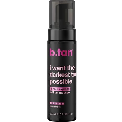 B.TAN b.tan Ultra Dark Self Tanner Mousse | I Want The Darkest Tan Possible - Fast, 1 Hour Express Sunless Tanning Foam, Golden Bronzing Glow, Face & Body, No Fake Tan Smell, Vegan, Cruelty Free, 6.7 Fl Oz skincare