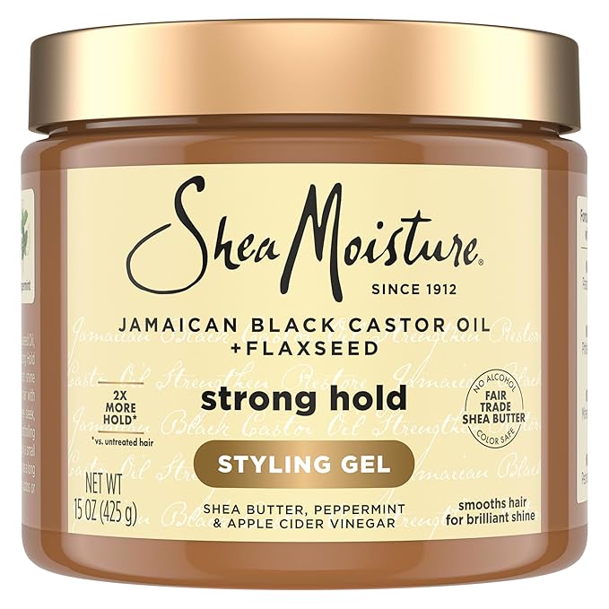 Shea Moisture SheaMoisture Strong Hold Styling Gel+Flaxseed Jamaican Black Castor Oil Gives Controlled Style,AllDay Hold,Infused With Castor Seed Oil,SheaButter & Indulgent Scent ParabenFree AntiFrizz Hair Gel 15oz | Jamaican Moisturiser