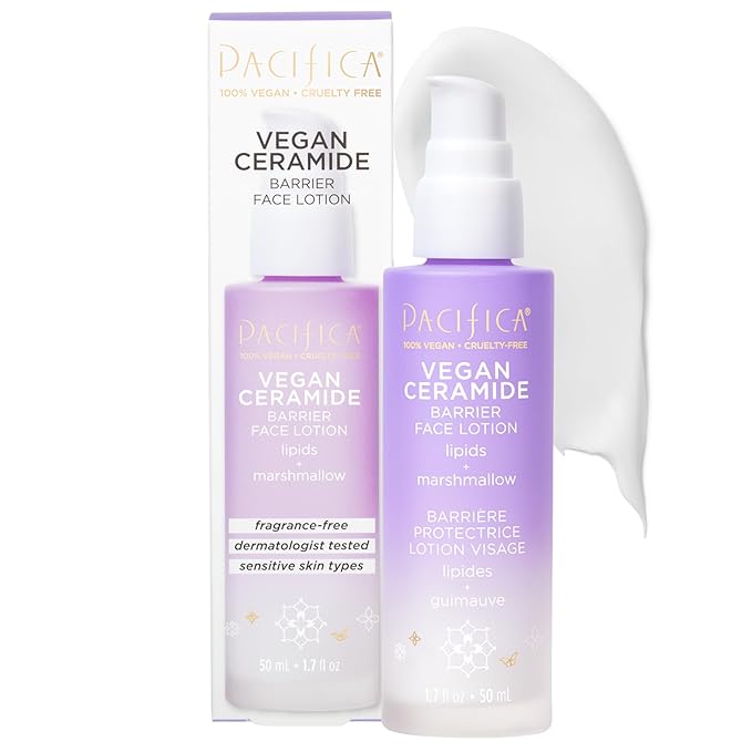 Pacifica Pacifica Face Moisturizer - Vegan Ceramide Barrier Repair Face Lotion, Hydrating, For Dry Skin, Dermatologist Tested, Safe for Sensitive Skin, Fragrance Free, Vegan + Cruelty Free Moisturiser