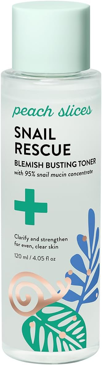 Peach Slices Peach Slices - Snail Rescue Blemish Busting Toner (4.05 oz) - 95% Snail Mucin Concentrate - Clarify, Strengthen, Balance - Hyaluronic Acid & CICA - Vegan & Cruelty Free - Korean Skin Care & Beauty Toner