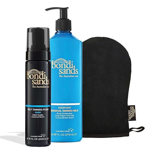 Bondi Sands Prep and Glow Bundle | Includes Self Tan Eraser, Exfoliation Mitt, Ultra Dark Sunless Foam + Everyday Gradual Tanning Milk ($78 Value) Exfoliator