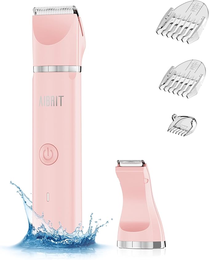 AIBRIT PRO AIBRIT PRO Electric Bikini Trimmer for Women - 2 in 1 Electric Lady Clipper Pubic Hair Groomer Painless Hair Removal Razor Body Shaver, Portable Ladies Shaver with 2 Trimmer Heads, IPX7 Waterproof skincare