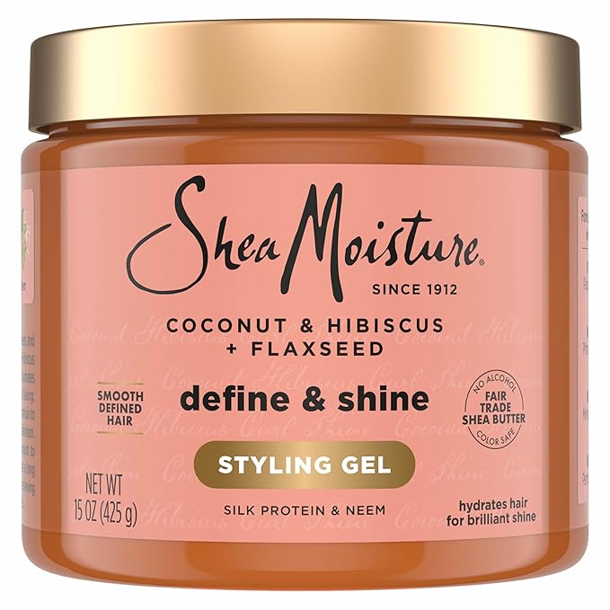 Shea Moisture SheaMoisture Define & Shine Styling Gel + Flaxseed Coconut&Hibiscus Hydrates,Holds Your Style All Day Infused With Glycerin,Coconut Oil an Invigorating Sweet Scent ParabenFree Frizz Control Gel 15OZ Moisturiser