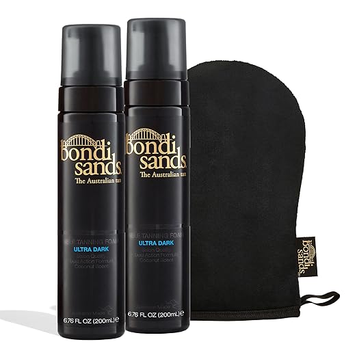 Bondi Sands Ultra Dark Self Tanning Foam Value Kit | Includes 2 Lightweight Sunless Tan Foams + 1 Application Mitt for a Flawless Finish ($58 Value) skincare