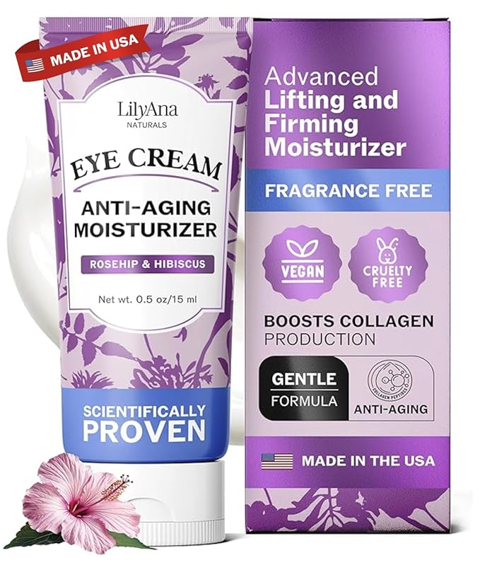 LilyAna Naturals LilyAna Naturals Eye Cream for Dark Circles and Puffiness, Under Eye Cream for Wrinkles and Bags, Anti Aging Cream helps Improve Dryness; for Sensitive Skin 0.5 oz Eye Cream