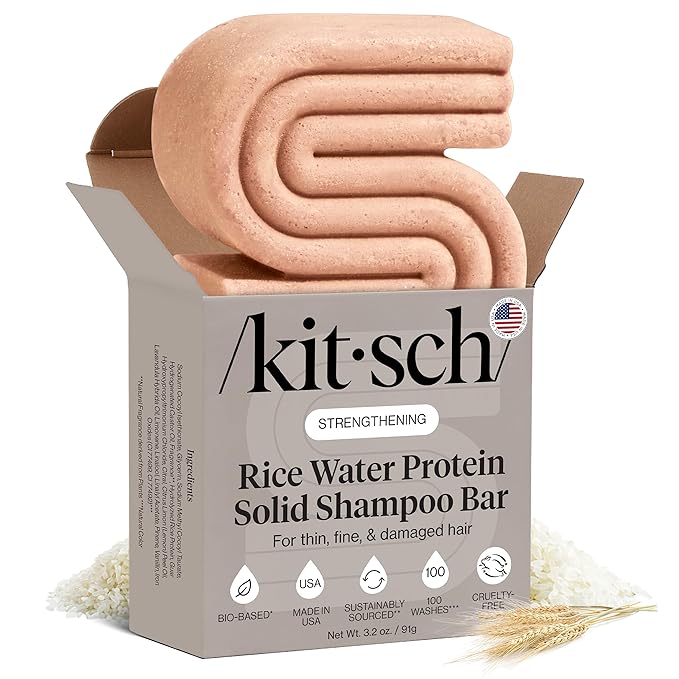 Kitsch Kitsch Rice Water Shampoo Bar for Hair Growth – Strengthening Hair Shampoo for Men and Women – Reduce Breakage, Boosts Shine – Paraben, Silicone & Sulfate-Free, Vegan Hair Care - 3.2 oz skincare