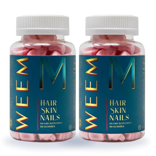 WEEM WEEM Hair Skin and Nails Gummies - Supports Healthy Hair - Vegan biotin Vitamins for Women & Men Supports Faster Hair Growth, Stronger Nails, Healthy Skin, Extra Strength (2) skincare