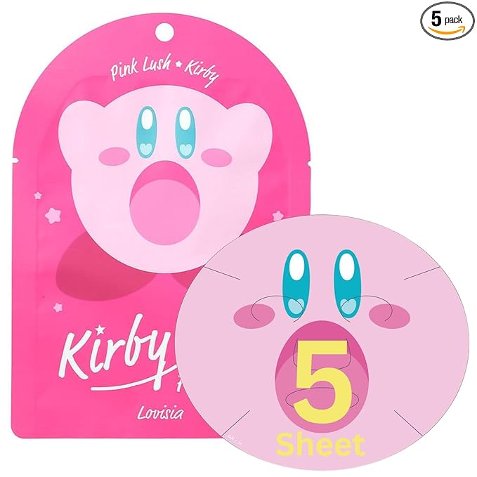 Lovisia Kirby 5EA Skin Care Face Mask Sheet for Women & Men, Organic Face Masks Skincare with Collagen, Hyaluronic Acid& Shea Butter, Ginseng Root, Japanese Face Mask & Collagen Face Masks Sheet Mask