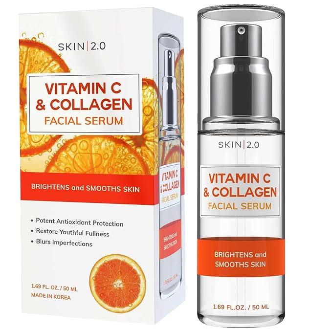 Skin 2.0 Vitamin C Serum - Dermatologist Tested, Anti-Aging & Dark Spot Remover - Brightening, Clean Beauty, Cruelty-Free, Korean Skincare for Glass Skin, All Skin Types - 1.69 Fl. oz Serum