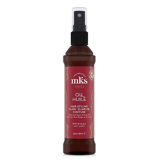 MKS eco Oil - Hair Styling Elixir - Moroccan Argan Oil, Hemp Seed Oil - Moisturize & Nourish Hair, Control Frizz, Increase Smoothness - Vegan & Cruelty Free Moisturiser