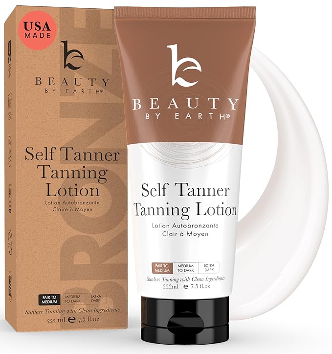 Beauty by Earth Tanning Lotion Self Tanner - USA Made with Natural and Organic Ingredients Non Toxic Sunless Browning Lotion, Best Gradual Tanner for Men and Women, Streak-Free Fake Tan, Fair to Medium Korean face wash