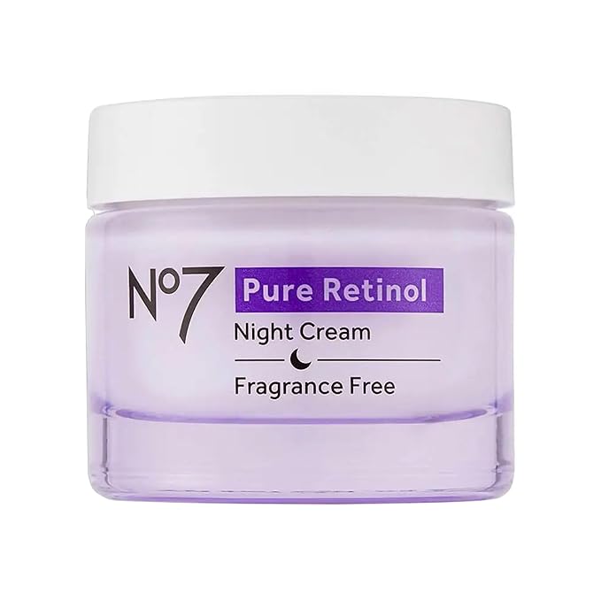 No7 No7 Pure Retinol Night Cream - Collagen-Boosting Retinol Cream that Visibly Smoothes, Plumps & Firms Complexion - Dermatologist Approved & Fragrance-Free (1.69 Fl Oz) Moisturiser