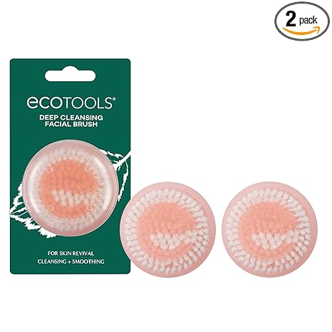 EcoTools EcoTools Mini Facial Cleansing Brush, Infused with Citrus, Boosts Collagen, Safe for Sensitive Skin, Exfoliates & Clean Pores, Travel Sized, Ecofriendly, Vegan & Cruelty-Free, 2 Count Exfoliator