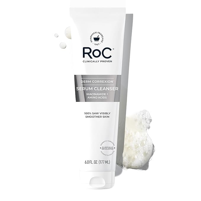 RoC RoC Retinol Correxion Deep Wrinkle Serum Facial Cleanser with Niacinamide for Anti-Aging & Fine Lines, Makeup Remover, Ophthalmologist Tested Skin Care, 6 oz Serum