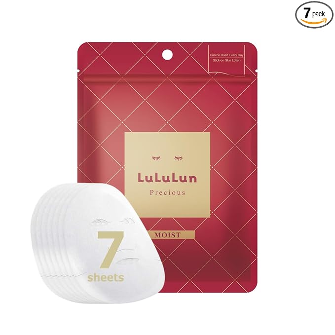 Lululun Lululun 7EA Anti Aging Face Mask for Women & Men, Mature& Dry Skin, Daily Face Masks Skincare by Camellia& Rice Extract, Acacia Honey& Squalene, Japanese Face Mask Sheet & Sheet Mask, PRECIOUS MOIST Sheet Mask