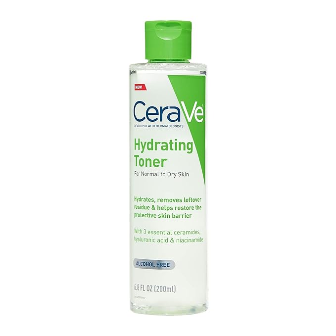 CeraVe CeraVe Hydrating Toner for Face Non-Alcoholic with Hyaluronic Acid, Niacinamide, and Ceramides for Sensitive Dry Skin, Fragrance-Free Non Comedogenic, Full Size, 6.8 Fl Oz Toner