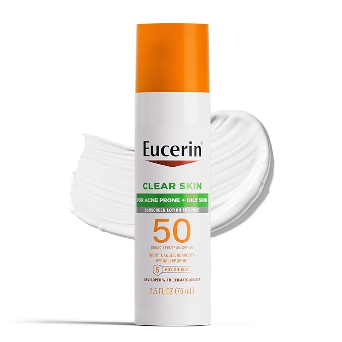 Eucerin Eucerin Sun Clear Skin Face Sunscreen Lotion SPF 50 for Acne Prone and Oily Skin, Lightweight Sunscreen with Oil-Absorbing Minerals, Won