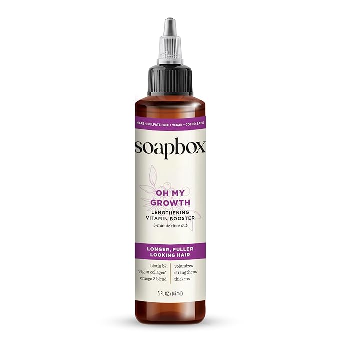 Soapbox Soapbox Oh My Growth, Lengthening Vitamin Booster Treatment for All Hair Types with Biotin, Vegan Collagen & Vitamins A & C, Paraben & Cruelty Free, For Thicker, Fuller Hair for Men & Women (5 oz) Serum