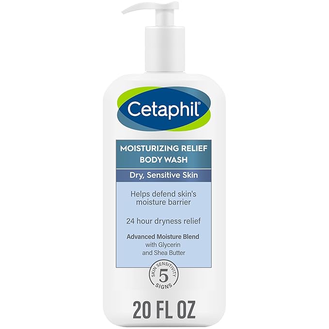 Cetaphil Cetaphil Body Wash, Moisturizing Relief Body Wash for Sensitive Skin, Creamy Rich Formula Gently Cleanses and Gives 24 Hour Relief to Dry Skin, Hypoallergenic, Fragrance Free, 20 oz Korean face wash
