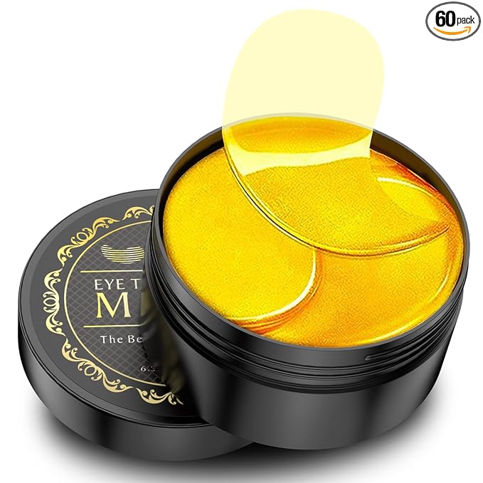 NAZANO 24K Gold Under Eye Patches - 60 Pack for Puffy Eyes, Dark Circles, Bags & Wrinkles with Collagen & Hyaluronic Acid - Eye Care Pads for Daily Skincare (Gold) Toner