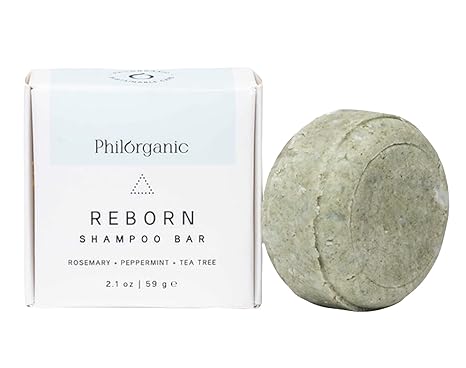 Philorganic Sustainable Care Philorganic Hair Growth Shampoo Bar, natural and organic ingredients Rosemary, Peppermint and Tea Tree, Made in US, pH balanced, Parabens FREE skincare