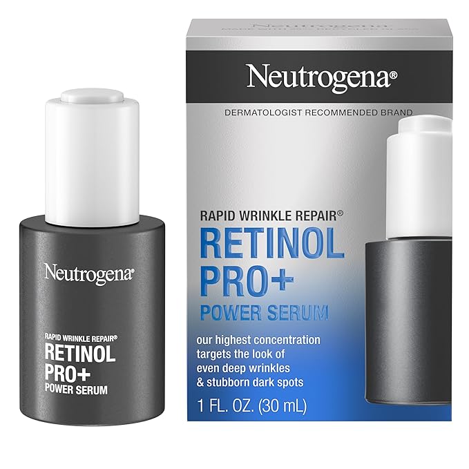 Neutrogena Neutrogena Rapid Wrinkle Repair Retinol Pro+ Power Facial Serum, Gentle Anti-Aging Face Serum with Pure Retinol & Nourishing Emollients, Non-Comedogenic, Paraben-Free, 1 fl. oz Serum