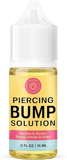 BASE LABORATORIES BASE LABORATORIES Piercing Bump Solution & Keloid Bump Removal | Soothing Piercing Aftercare for Piercing Bumps & Keloid Scar Removal | Ear & Nose Keloid Bumps Piercing Aftercare Solution Oil | 0.5 oz skincare