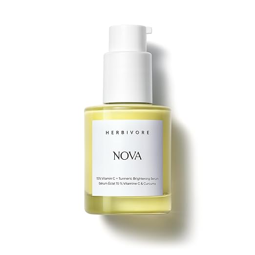 HERBIVORE Nova 15% Vitamin C + Turmeric Brightening Serum for Dark Spots, Hyperpigmentation + Even Skin Tone | Vegan, Plant-Based, Cruelty-Free, 30 mL / 1 oz Serum