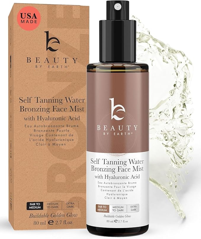 Beauty by Earth Bronzing Face Tanner Spray Mist, Sunless Face Tanning Water, USA Made with Natural & Organic Ingredients Korean face wash